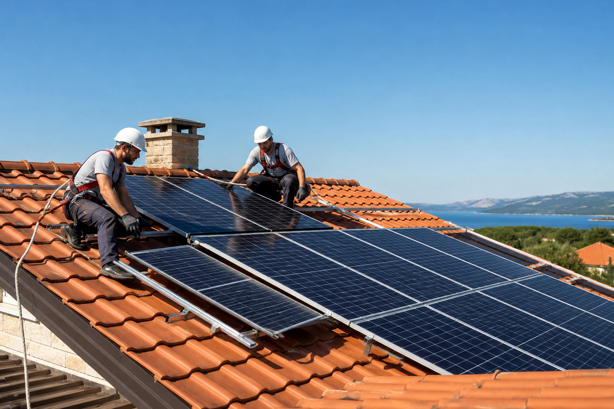 Montaža solarnih panela na krovu kuće